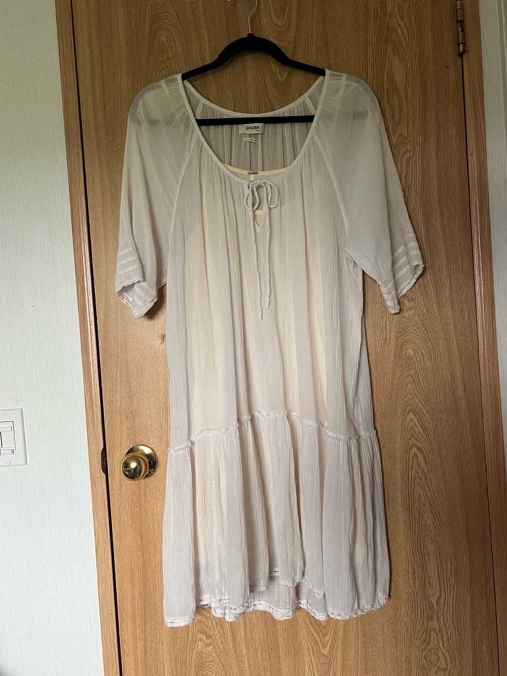 Gauzy flowy short sleeve midi dress with free people slip
